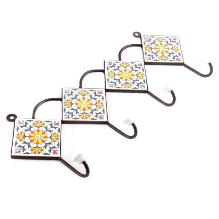 White And Yellow Sunflower Ceramic Tiles Hooks Online